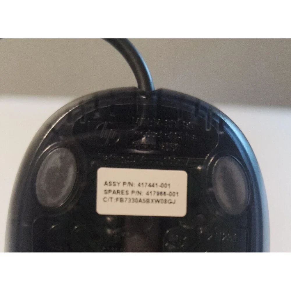 Genuine HP M-SBF96 Silver/Black Three Button PS/2 Optical Scroll Wheel Mouse